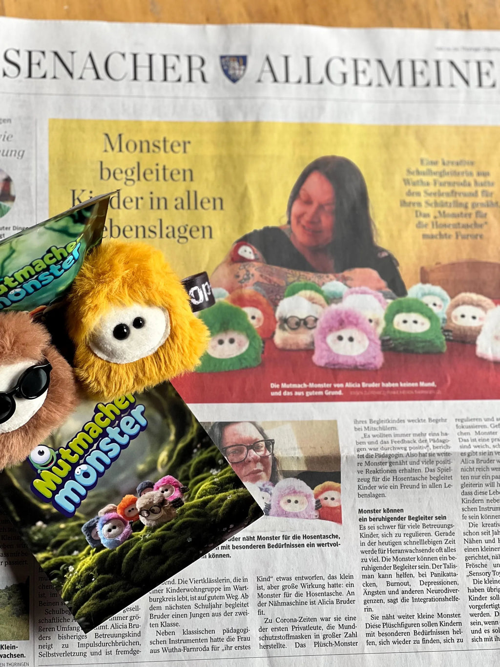 Mutmacher Monster® -  sensorisches Stofftier gegen Angst,Schule Geschenk, handgemacht, Trostmonster, Glücksbringer für Kinder|Anti Stress
